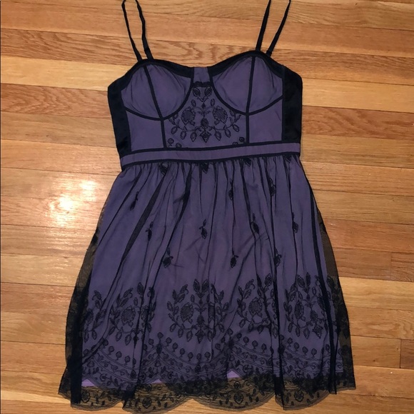 purple and black lace dress